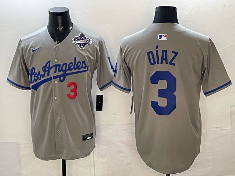 Men 2026 Los Angeles Dodgers #3 Diaz Grey Game Nike MLB Jersey style 0058->los angeles dodgers->MLB Jersey